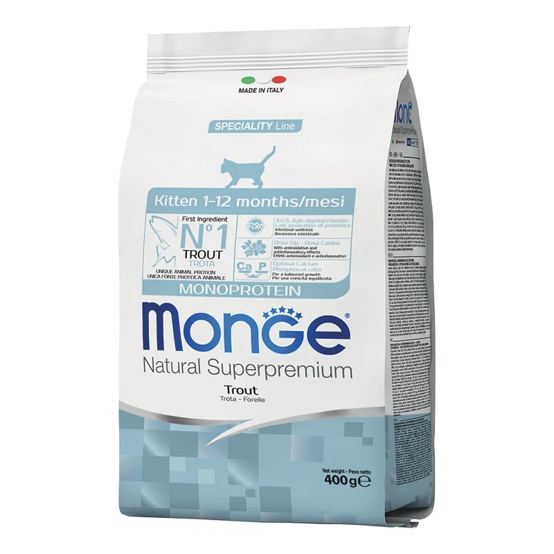 Monge Natural Kitten Trota - Crocchette Monoproteiche per Gattini - 400g