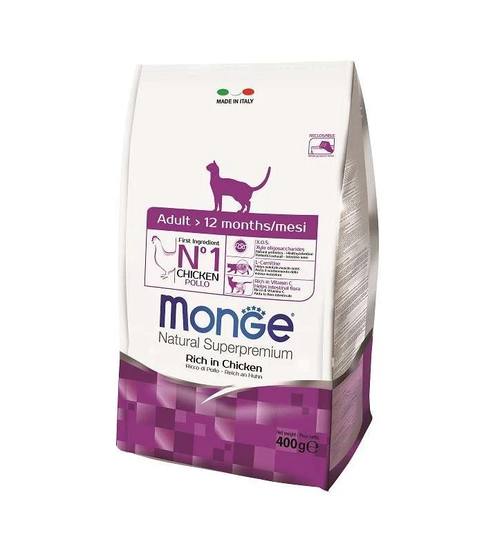 Monge Natural Adult Gatto - Crocchette Gustose per Gatti Adulti - 400g