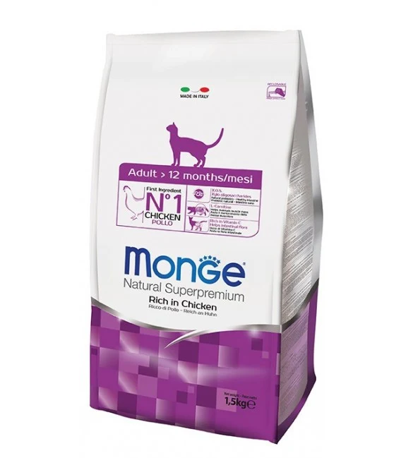 Monge Natural Adult Gatto - Crocchette Mantenimento Gatti Adulti - 1,5 kg
