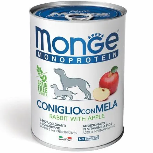 Monge Monoprotein Frutta Coniglio e Mela - Umido Cani, 400g