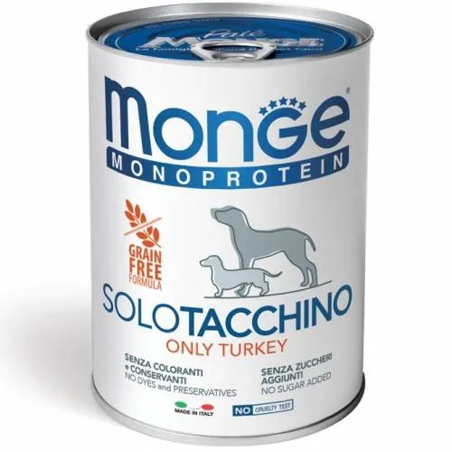 Monge Monoprotein Adult 100% Solo Tacchino - Umido Cani, 400g