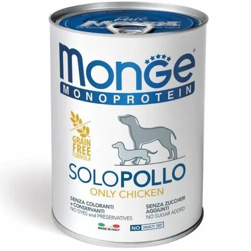 Monge Monoprotein Adult 100% Solo Pollo - Umido Cani, 400g