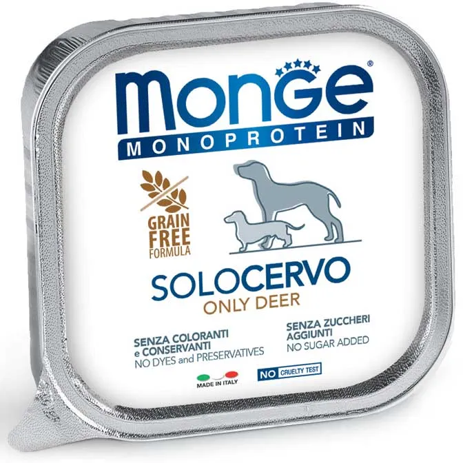 Monge Monoprotein Adult 100% Solo Cervo - Umido Cani, 150g