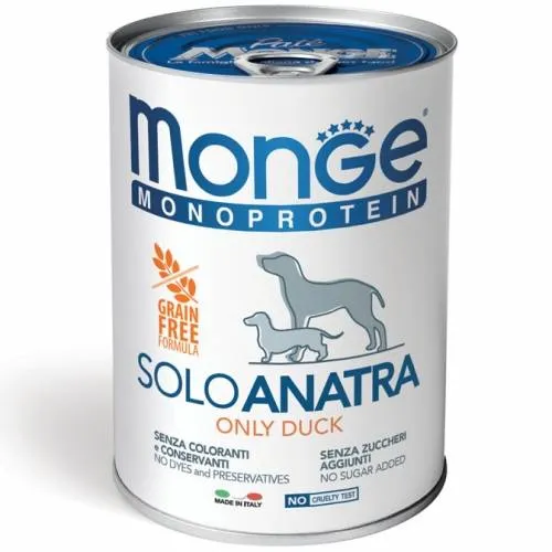 Monge Monoprotein Adult 100% Solo Anatra - Umido Cani, 400g