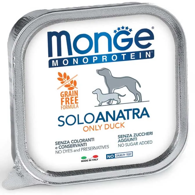 Monge Monoprotein Adult 100% Solo Anatra - Umido Cani, 150g