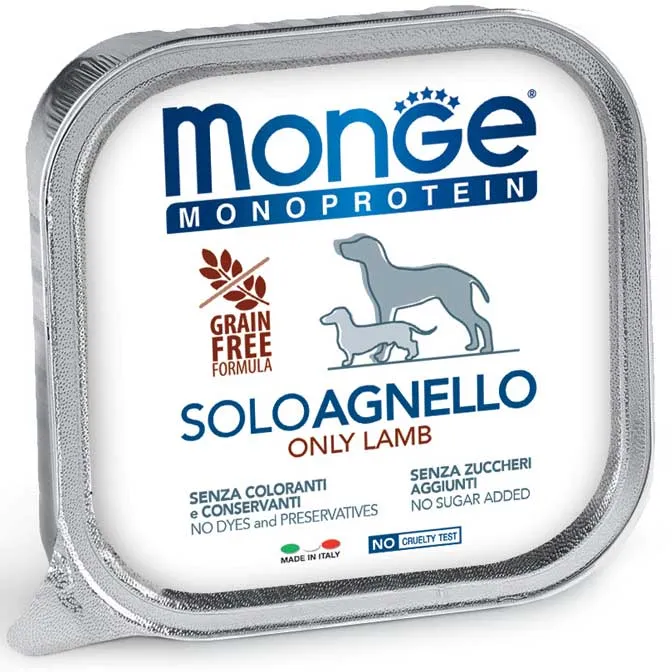 Monge Monoprotein Adult 100% Solo Agnello - Umido Cani, 150g