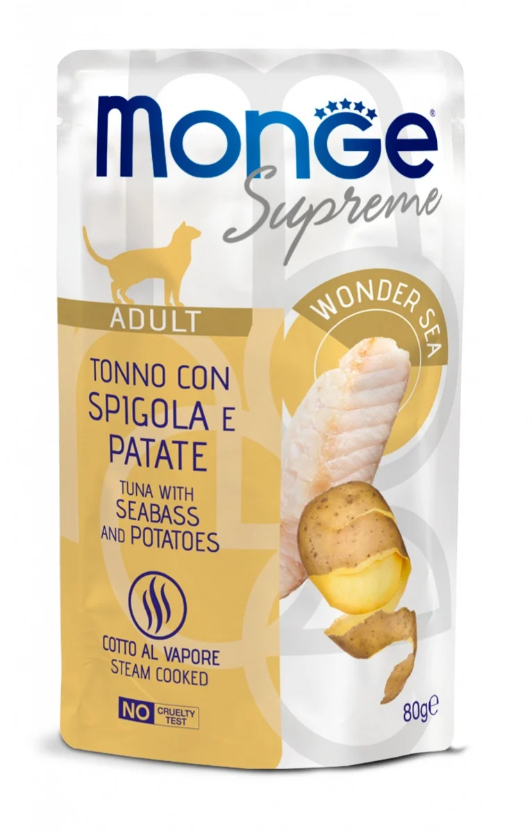 Monge Supreme Adult Tonno con Spigola e Patate - Busta 80g