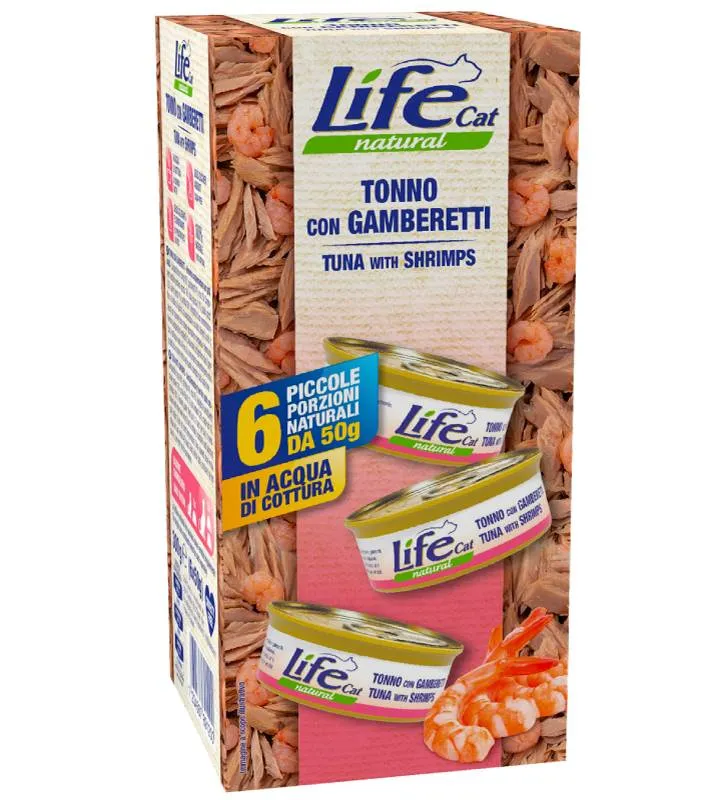 Life Cat Multipack Gatto Tonno con Gamberetti - 6x50g