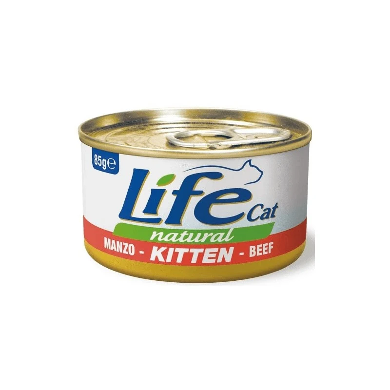 Life Cat Natural Kitten al Manzo - Cibo Umido per Gattini, 85g