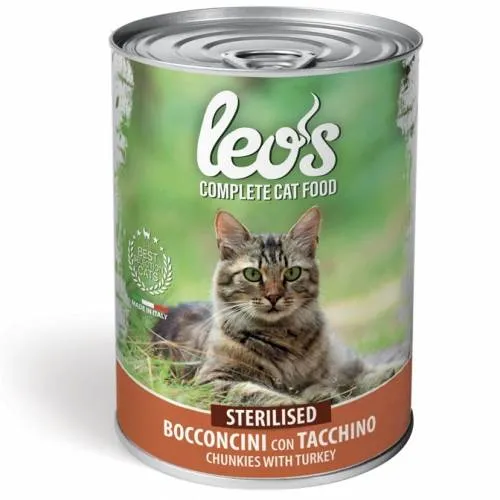Leo's Cat Cibo Umido Sterilized al Tacchino per Gatti - 415g