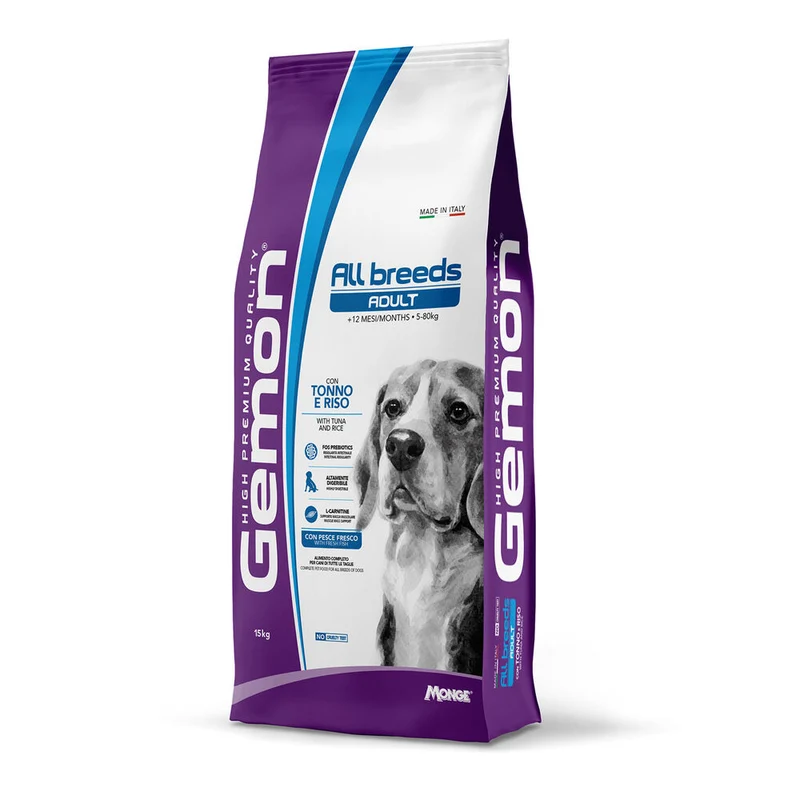 Gemon All Breeds Adult con Tonno e Riso - Crocchette, 15 kg