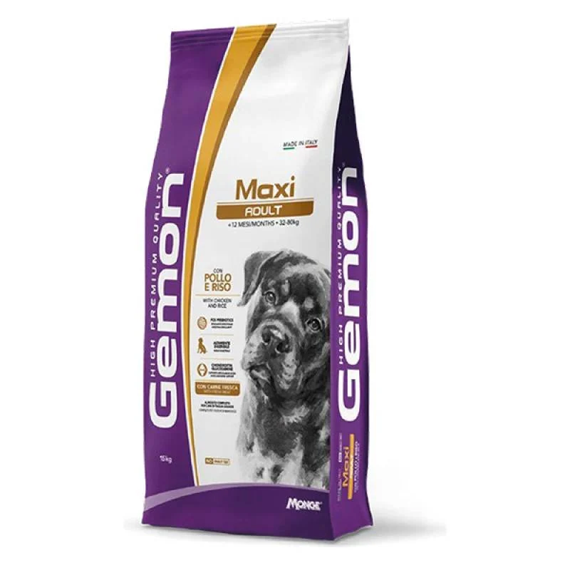 Gemon Maxi Adult con Pollo e Riso - Crocchette Cani, 15 kg