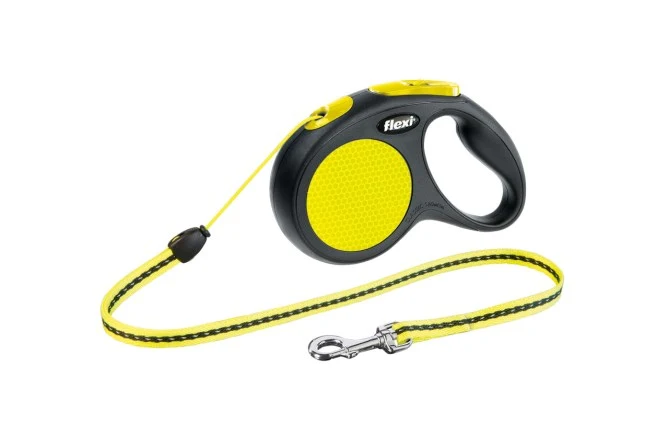 FLEXI GUINZAGLIO NEW CLASSIC NEON CORDA "M" 5 MT NERO/GIALLO FLUO