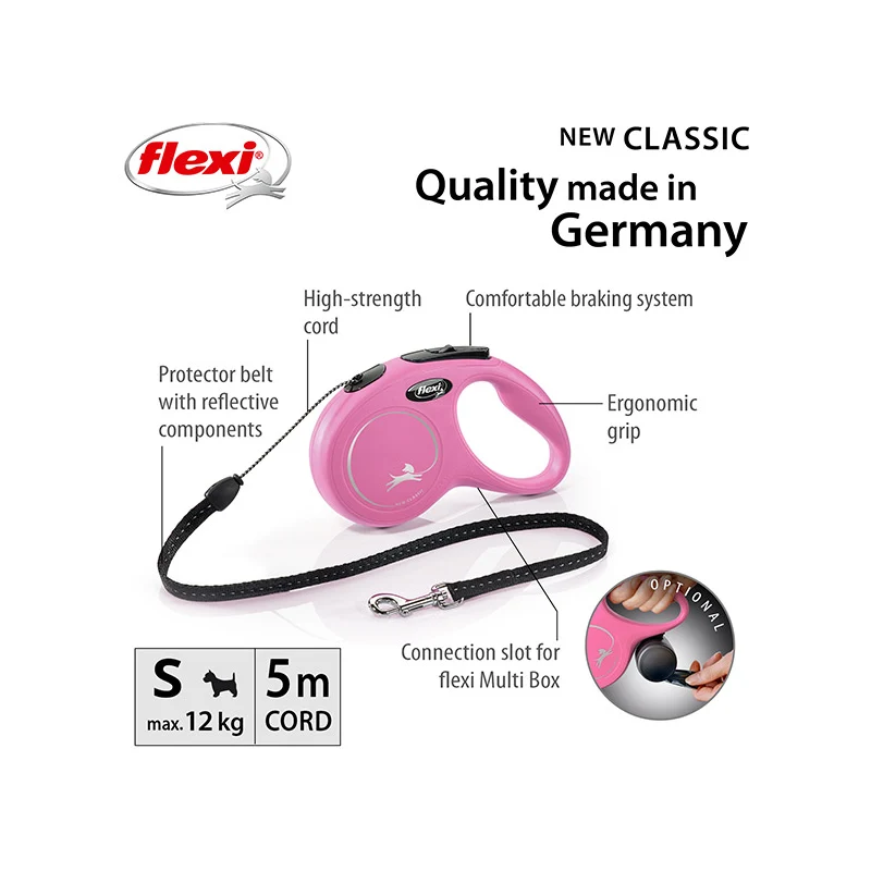FLEXI GUINZAGLIO CLASSIC CORDA "S" 5 MT ROSA