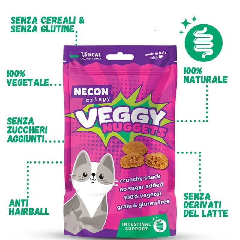 NECON CRISPY GATTO SNACK VEGGIE NUGGETS INTESTINAL SUPPORT 85 GR