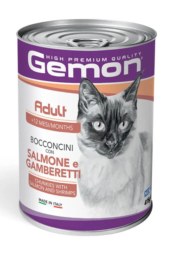 Gemon Cat Adult Bocconcini Salmone e Gamberetti - 415g