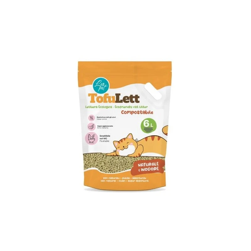 Leopet Tofulett Lettiera al Tofu Naturale Inodore - 6L