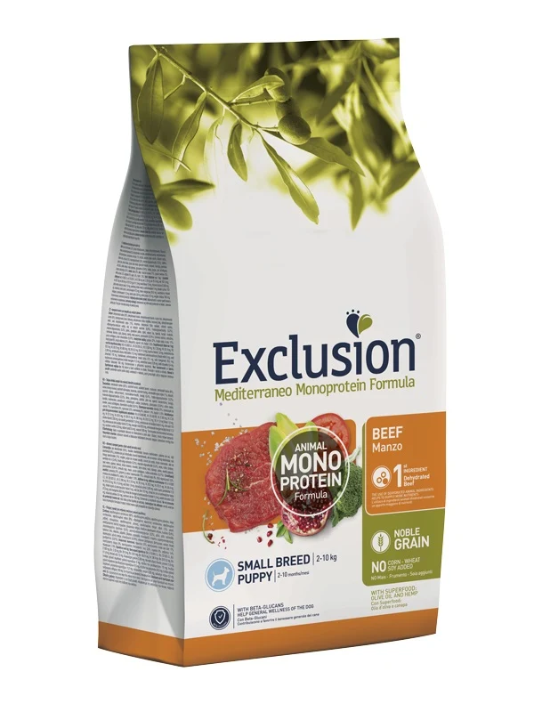 Exclusion Cane Mediterraneo Puppy Small Manzo 2 kg