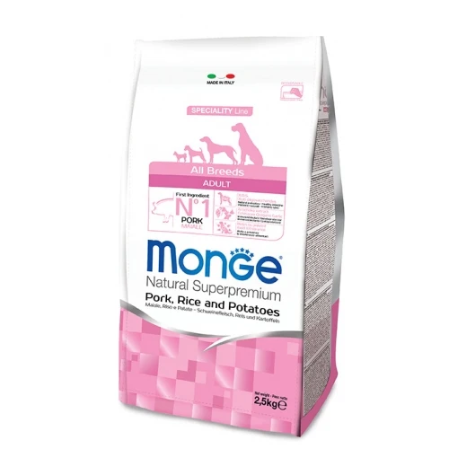 MONGE CANE NATURAL SUPERPREMIUM ADULTO ALL BREEDS MAIALE, RISO & PATATE 12 KG