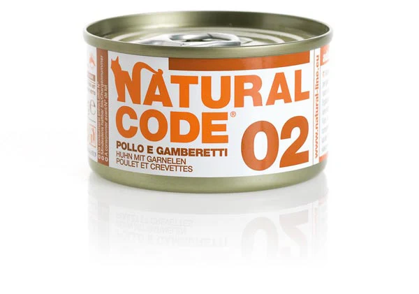 Natural Code Gatto Lattina (02) Adulto Pollo & Gamberetti 85 g