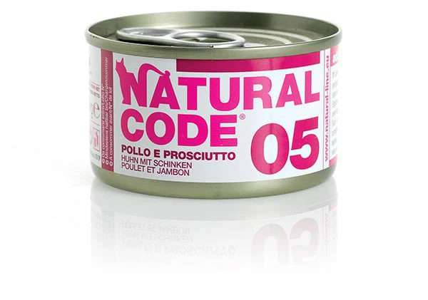 Natural Code Gatto Lattina (05) Adulto Pollo & Prosciutto 85 g