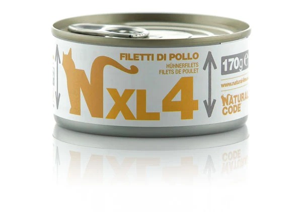 Natural Code Gatto Lattina XL (04) Adulto Filetti di Pollo 170 g