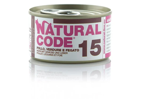 Natural Code Gatto Lattina (15) Adulto Pollo,Verdure & Fegato 85 g