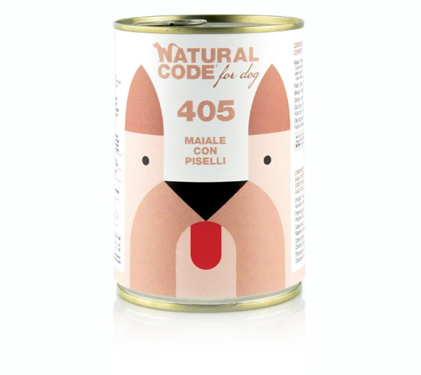 Natural Code Cane Lattina (405) Adulto Maiale & Piselli 400 g