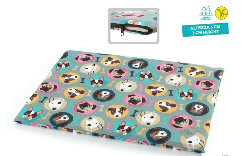 LEO PET CANE CUSCINO MATERASSINO "OXFORD DOGS" 70x100x3 CM