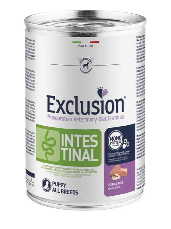 Exclusion Veterinary Dog Intestinal Puppy Maiale e Riso - 400g