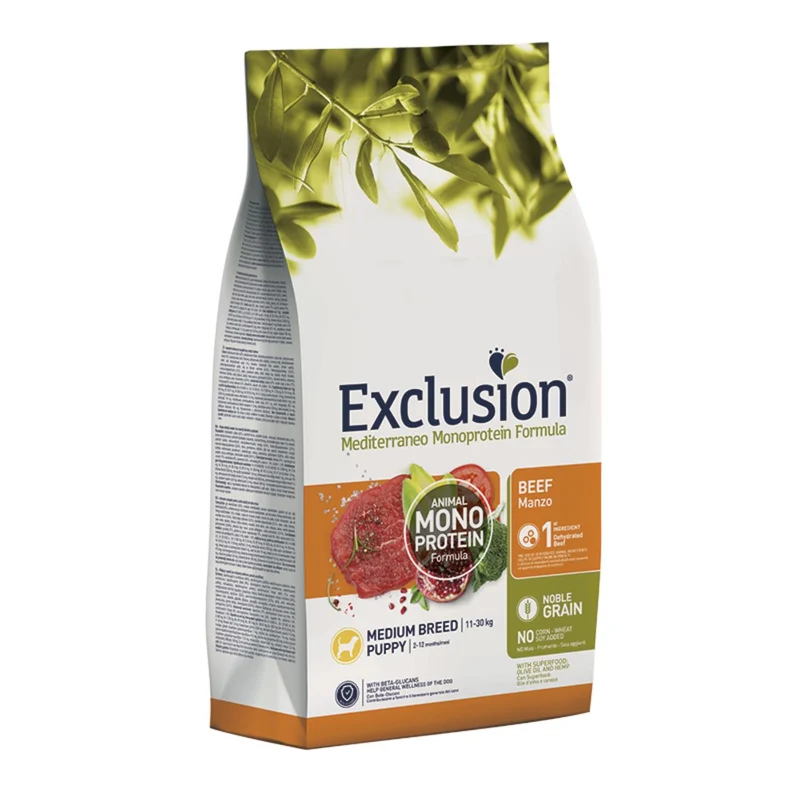 Exclusion Mediterraneo Noble Grain Puppy Medium/Large al Manzo - 3 kg