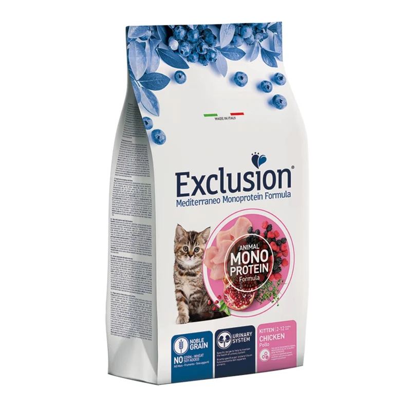 Exclusion Mediterraneo Kitten al Pollo - Crocchette per Gattini, 1,5 kg
