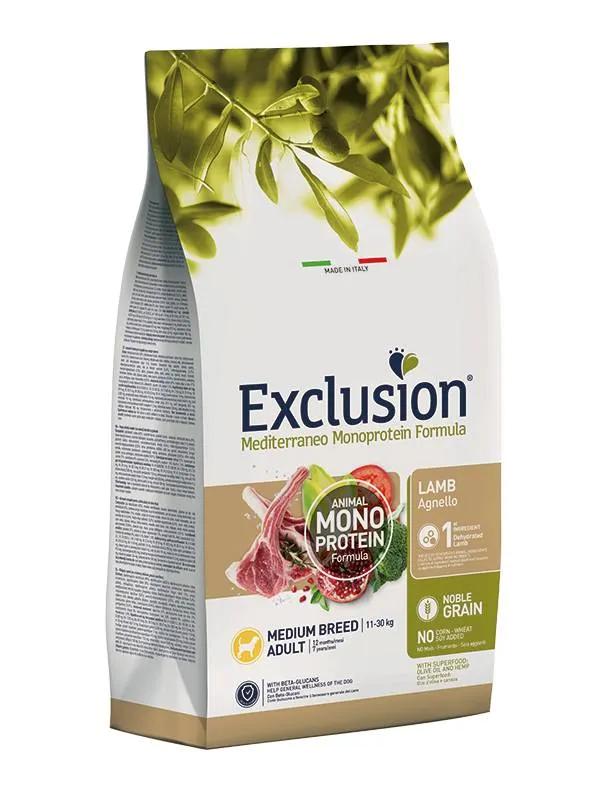 Exclusion Mediterraneo Adult Medium all'Agnello - 12 kg