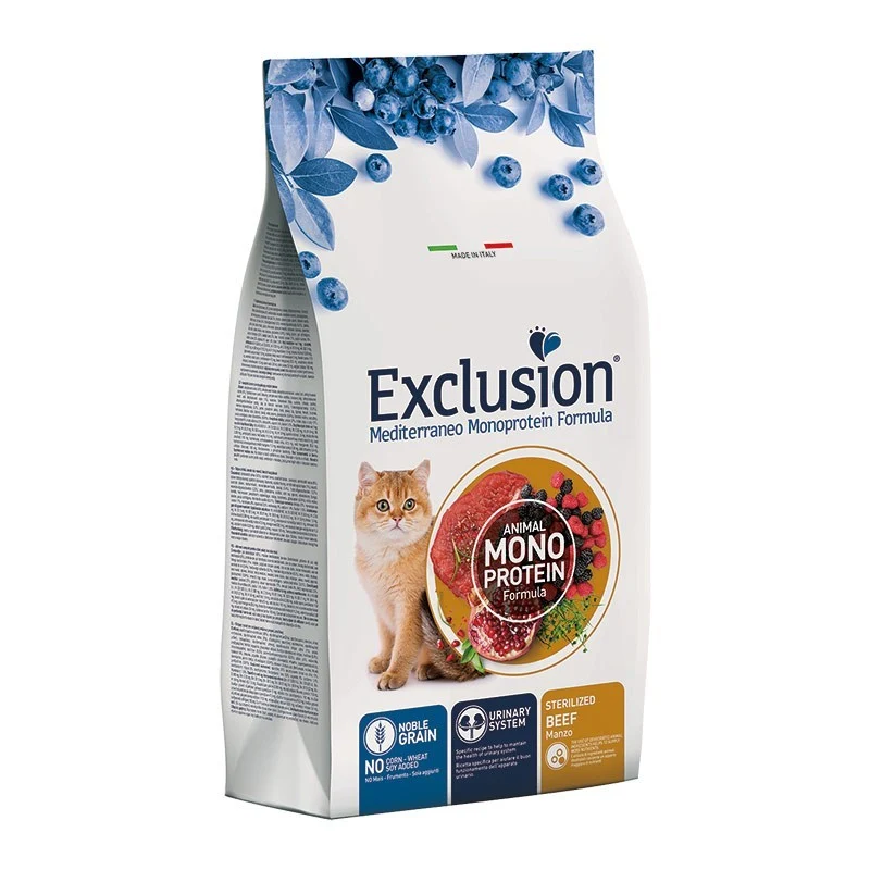 Exclusion Mediterraneo Noble Grain Gatto Sterilized Manzo - 1,5 kg
