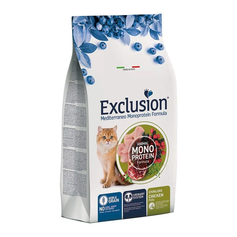 Exclusion Mediterraneo Gatto Sterilized al Pollo - Crocchette, 1,5 kg
