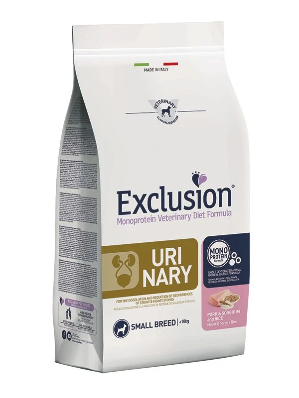 Exclusion Veterinary Dog Urinary Maiale, Sorgo e Riso Small - 2 kg