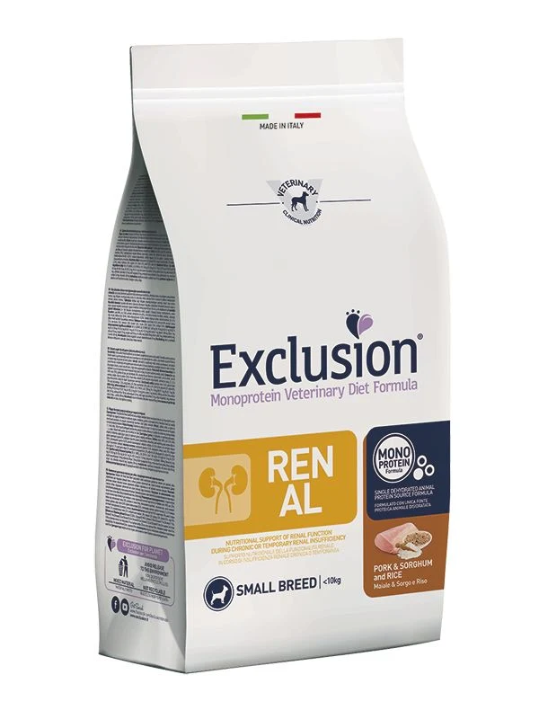 Exclusion Veterinary Dog Renal Maiale, Sorgo e Riso Small - 2 kg