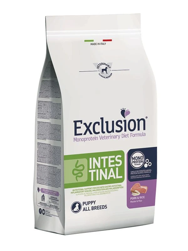 Exclusion Veterinary Dog Intestinal Puppy Maiale e Riso All Breeds - 12 kg