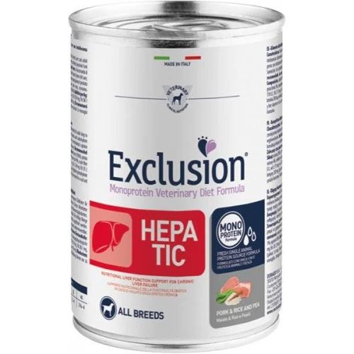 Exclusion Veterinary Diet Dog Hepatic Maiale e Riso All Breeds - 400g