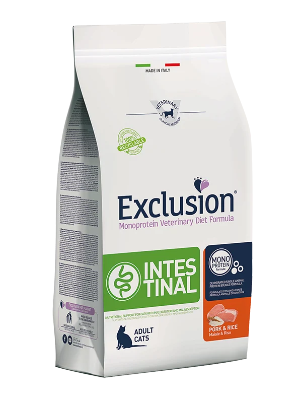 Exclusion Veterinary Diet Gatto Intestinal Maiale e Riso - 1,5 kg