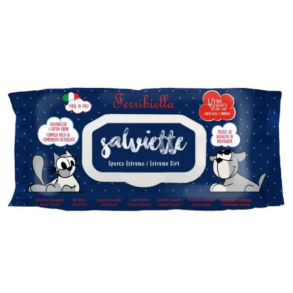 Ferribiella Salviette Extreme - Espositore 12 Conf. x 40 pz - Igiene Cane
