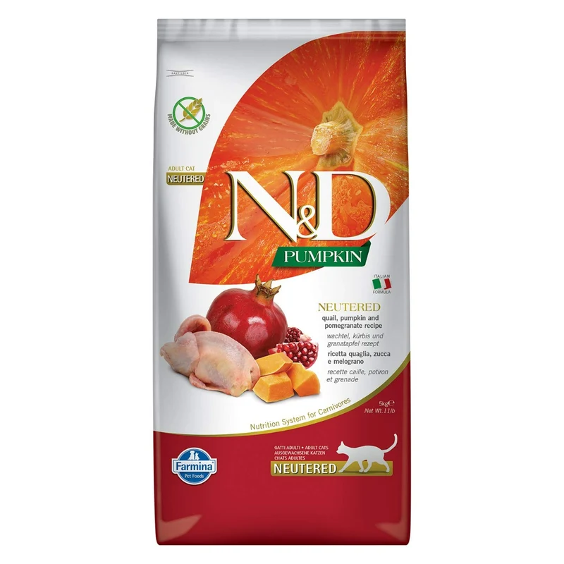 Farmina N&D Pumpkin Gatto Adult Neutered Quaglia e Melograno - 5 kg