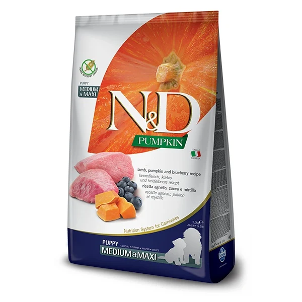 Farmina N&D Pumpkin Dog Puppy Medium/Maxi Agnello e Mirtillo - 2,5 kg