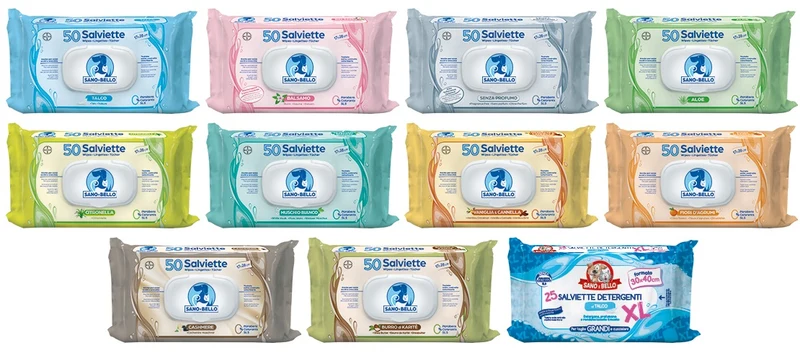 SanoeBello Salviette Detergenti Senza Profumo 50 Pz