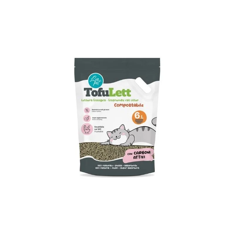 Leopet Tofulett Lettiera al Tofu ai Carboni Attivi - 6L