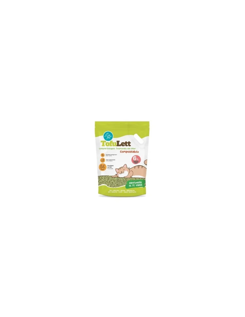 Leopet Tofulett Lettiera al Tofu al Tè Verde - 6L