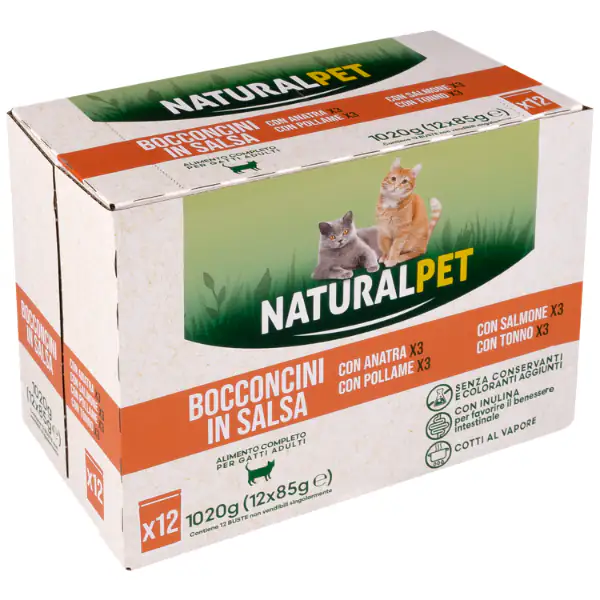 NaturalPet Cat Adult Bocconcini in salsa multipack 12x85 gr