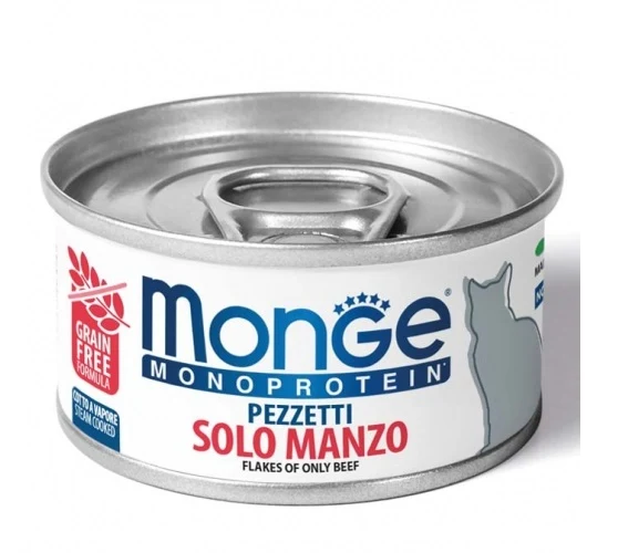 MONGE GATTO MONOPROTEIN LATTINA ADULTO PEZZETTI SOLO MANZO 80 GR