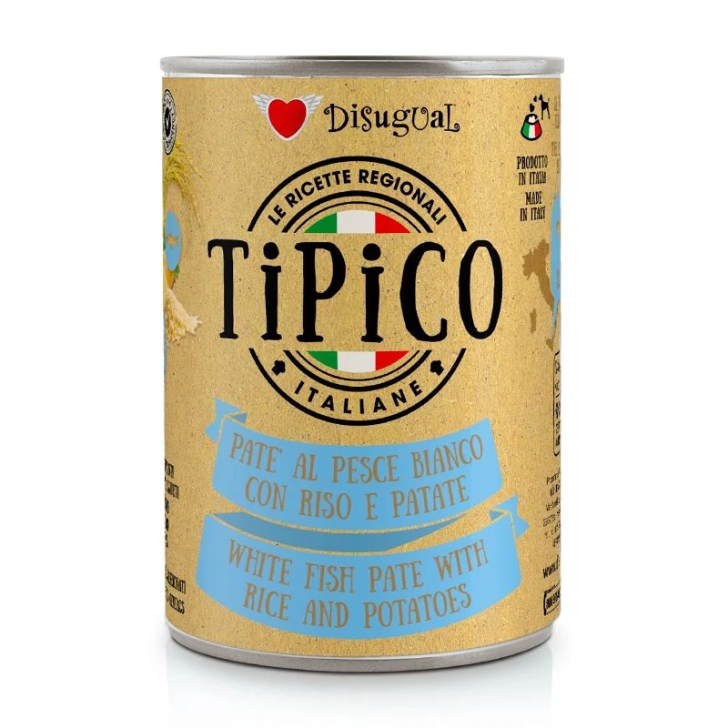 Disugual Cane Tipico Adulto Pesce Bianco, Riso & Patate Lattina 400 g
