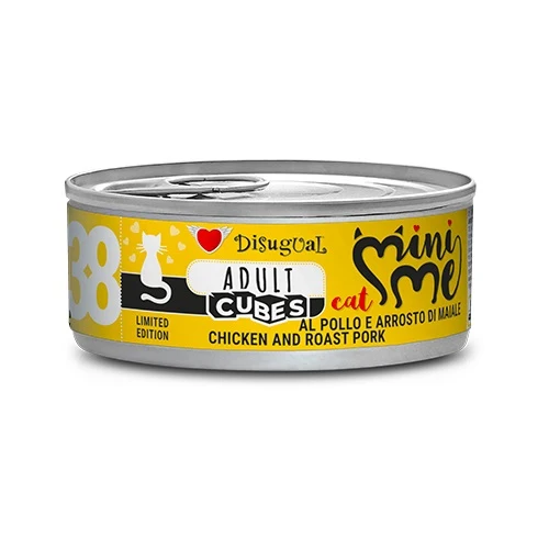 Disugual Gatto MiniMe Cubes (38) Adulto Pollo & Arrosto di Maiale Lattina 85 g
